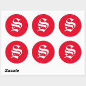 Sticker Rond Élégant Monogramme S (Feuille)