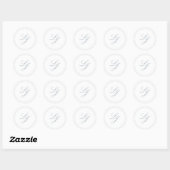Sticker Rond Élégant Monogramme Simple Script Dusty Blue Mariag (Feuille)