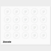 Sticker Rond Élégant Monogramme Simple Script Sage Mariage vert (Feuille)