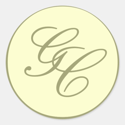 Sticker Rond Élégant Monogramme Taupe initiale Mariage ivoire s (Devant)