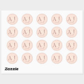 Sticker Rond Élégant Monogramme Tons Terreux Chauds Rose Mariag (Feuille)