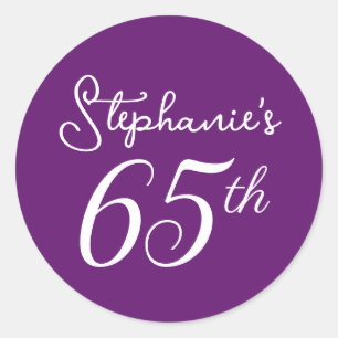Sticker Rond Élégant Monogramme violet d'automne 65e fête d'ann