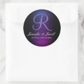 Sticker Rond Élégant monogramme violet et noir (Sac)