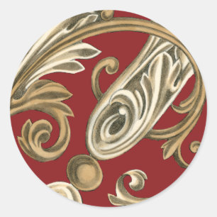 Sticker Rond Elégant Motif Botanique avec Foliage Tan