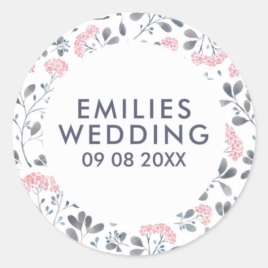 Sticker Rond Élégant Motif d'aquarelle rose (Devant)