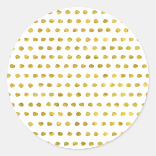 Sticker Rond Élégant Motif de petit Pois blanc à huile d'or