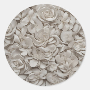 Sticker Rond Élégant motif floral blanc Gardenia
