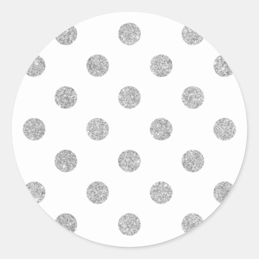 Sticker Rond Élégant Motif Pois Parties scintillant argent (Devant)