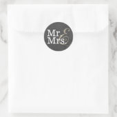 Sticker Rond Elégant Mr et Mme Chalkboard Wedding Favor (Sac)