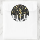 Sticker Rond Elegant Music Note Clés de piano de luxe (Sac)