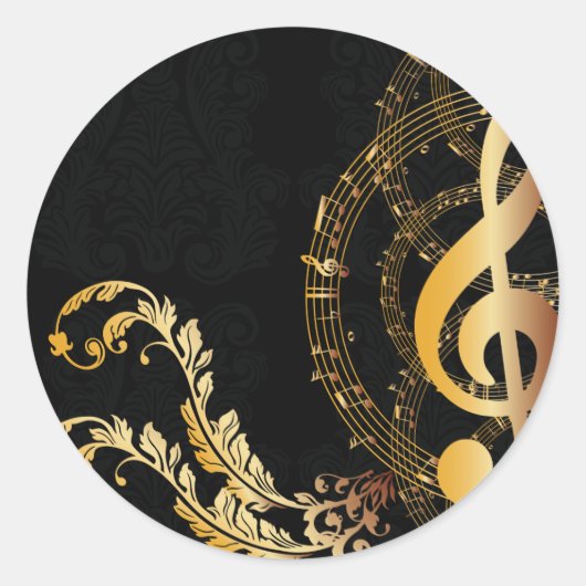 Sticker Rond Elegant Music Note Design de luxe (Devant)
