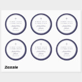 Sticker Rond Elegant Navy Blue Cross Boy First Communion  (Feuille)