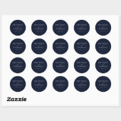 Sticker Rond Elegant Navy Blue Serif & Cursive (Feuille)