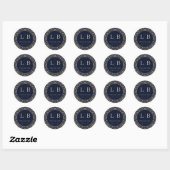 Sticker Rond Elegant Navy Floral (Feuille)