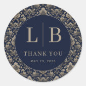 Sticker Rond Elegant Navy Floral (Devant)