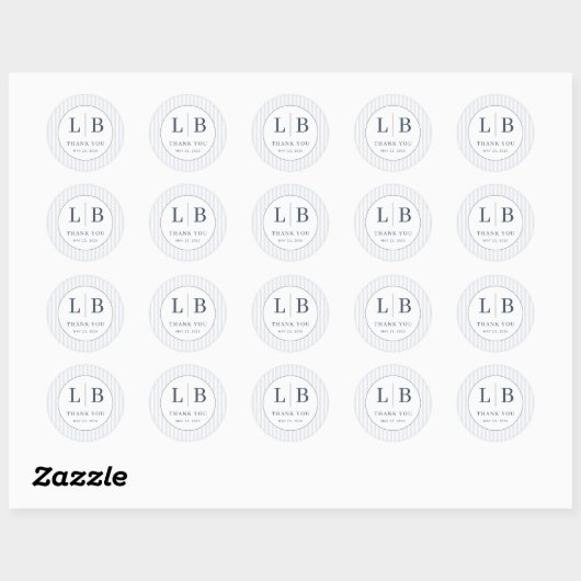 Sticker Rond Elegant Navy Initial Emblem (Feuille)
