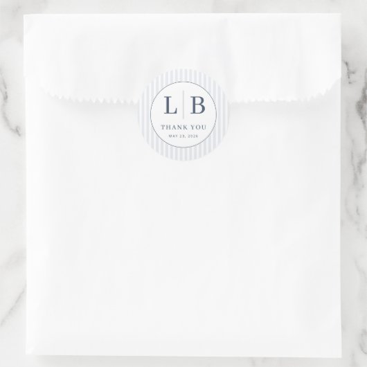 Sticker Rond Elegant Navy Initial Emblem (Sac)