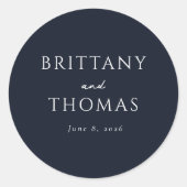 Sticker Rond Elegant Navy Minimalist Calligraphy (Devant)