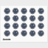 Sticker Rond Elegant Navy Nautical Shell Motive (Feuille)