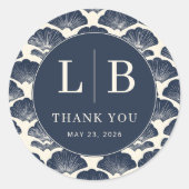 Sticker Rond Elegant Navy Nautical Shell Motive (Devant)