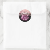 Sticker Rond Elégant néon rose noir rétro doux 16e anniversaire (Sac)