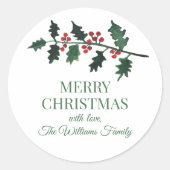 Sticker Rond Elégant Noël Botanique Aquarelle Verdure (Devant)