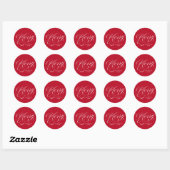 Sticker Rond Élégant Noël Calligraphie Script Rouge Férié (Feuille)
