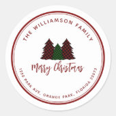 Sticker Rond Élégant Noël Holiday Adresse de retour (Devant)