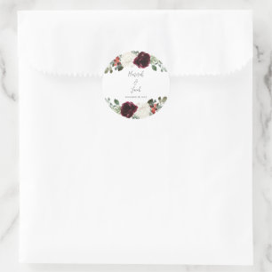 Sticker Rond Élégant Noël Mariage d'hiver Favoriser