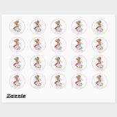 Sticker Rond Élégant Noël rustique moderne rouge blanc vert (Feuille)