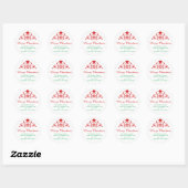 Sticker Rond Élégant Noël Vert Rouge Rond de conception (Feuille)
