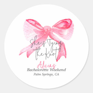 Sticker Rond Élégant Nœud Papillon Rose Enterrement de Vie de J