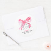 Sticker Rond Élégant Nœud Rose Fête de Bachelorette (Enveloppe)