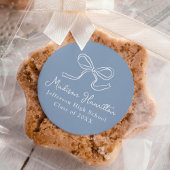 Sticker Rond Élégant Nœud Vintage Bleu Diplômé