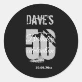 Sticker Rond Elégant noir & blanc 50e anniversaire n'importe qu (Devant)