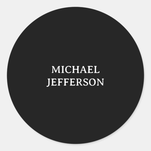 Sticker Rond Élégant noir blanc clair personnalisé (Devant)