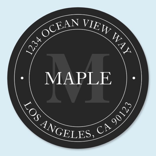 Sticker Rond Élégant noir blanc et gris moderne