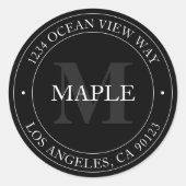 Sticker Rond Élégant noir blanc et gris moderne (Devant)