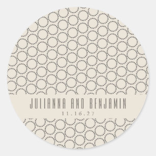 Sticker Rond Elégant Noir Blanc Mid-Century Mod Mariage Personn