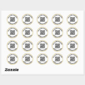 Sticker Rond Élégant noir blanc Or Texte Scan QR Code (Feuille)