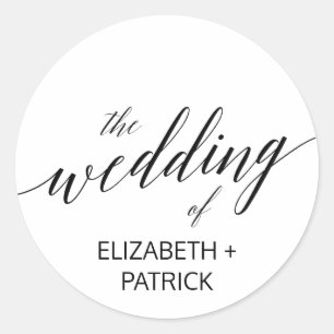 Sticker Rond Elégant noir Calligraphie Mariage Enveloppe sceaux