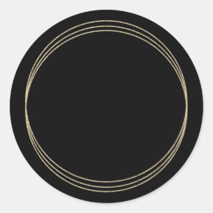 Sticker Rond Élégant Noir Cercles Parties scintillant Or Blan