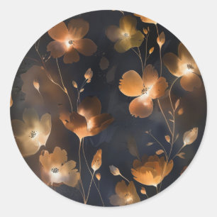 Sticker Rond Élégant noir cuivre cuivré terre cuite floral