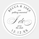Sticker Rond Elégant noir et blanc Calligraphie Mariage Je fais (Devant)