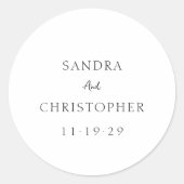 Sticker Rond Élégant noir et blanc Simple Mariage moderne (Devant)
