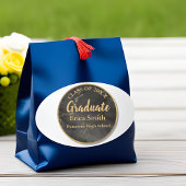 Sticker Rond Élégant Noir Et Or Graduation Favoriser