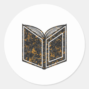 Sticker Rond Elégant noir et or Onyx Marble Texture sur livre