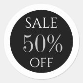 Sticker Rond élégant noir gris magasin promotion vente autocoll (Devant)