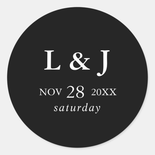 Sticker Rond Élégant Noir moderne Mariage de calligraphie (Devant)