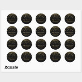 Sticker Rond Elégant Noir & Or Confetti joyeuse retraite (Feuille)